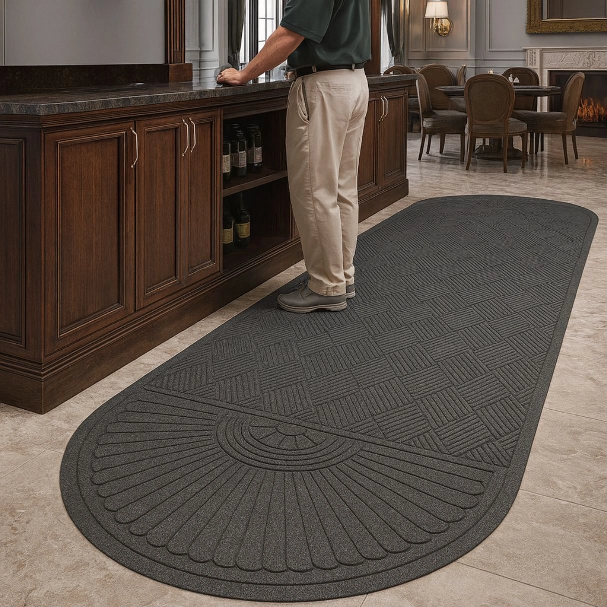 waterguard-two-end-round-mat-in-use-gray